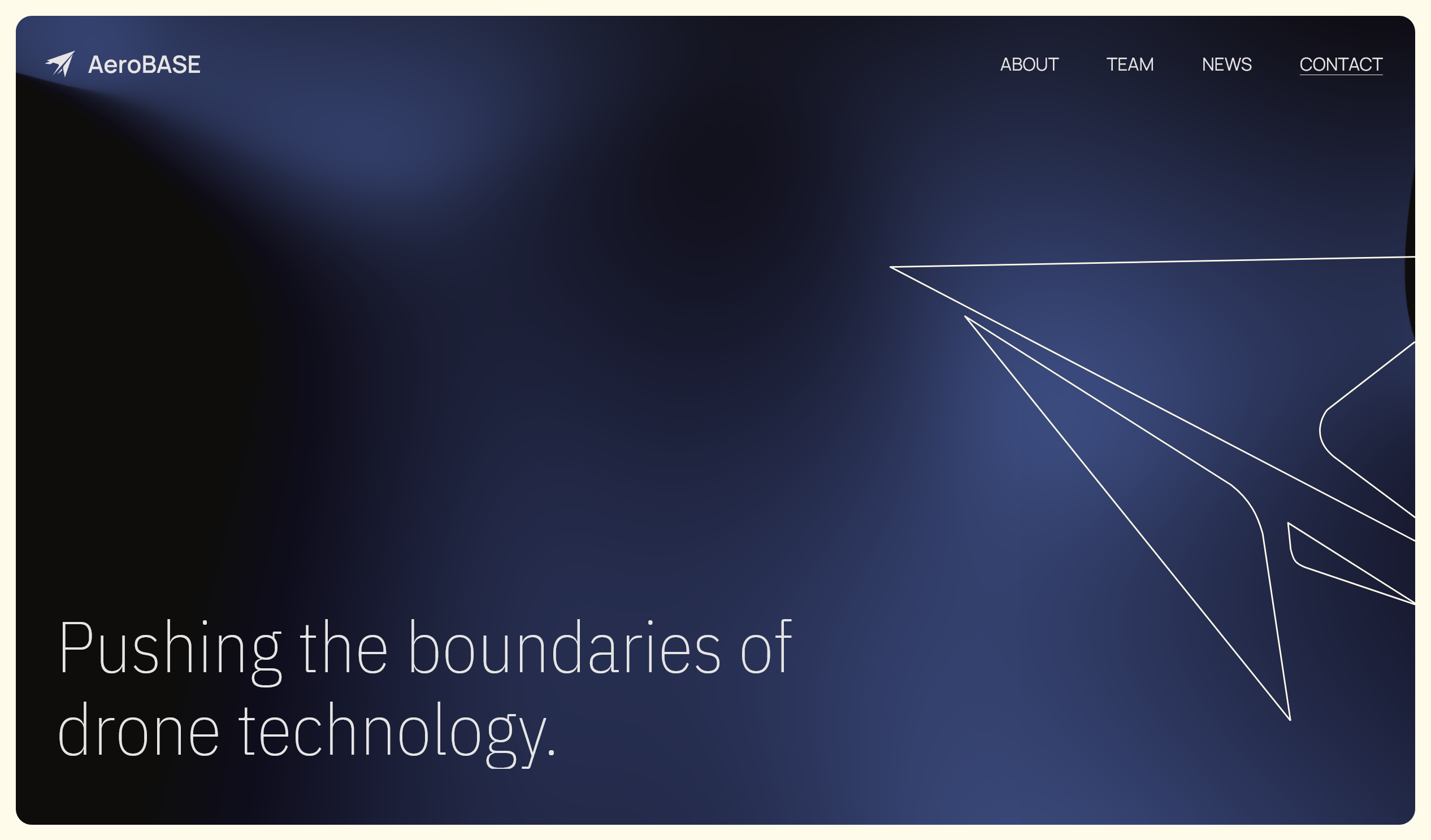 screenshot of the AeroBASE website landing page